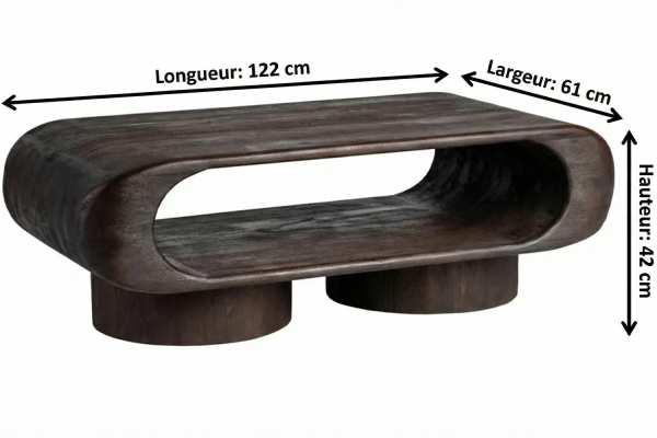 Table basse Senza 122 cm en manguier massif – Mobilier haut de gamme