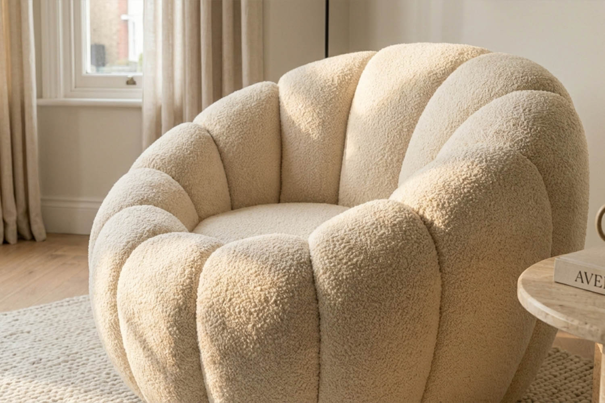 Fauteuil éponge bouclette Elio – Élégance texturée