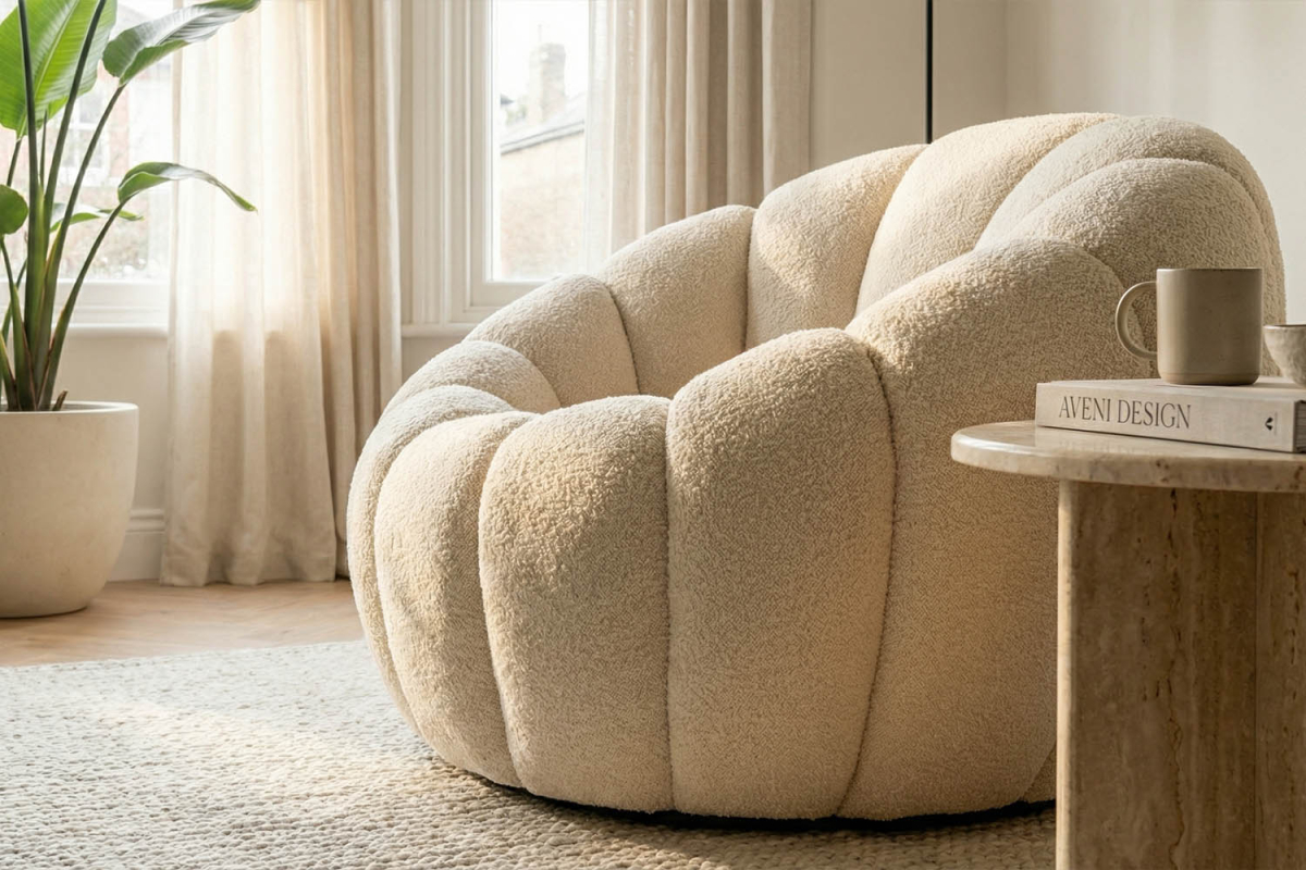 Fauteuil éponge bouclette Elio – Élégance texturée