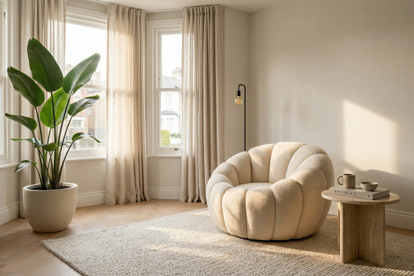 Fauteuil éponge bouclette Elio – Élégance texturée