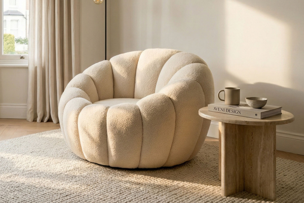 Fauteuil éponge bouclette Elio – Élégance texturée