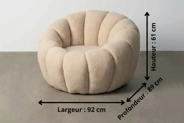 Fauteuil éponge bouclette Elio – Élégance texturée