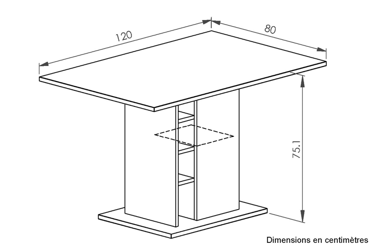 Table à manger 120x80 avec rangements | Design bois clair