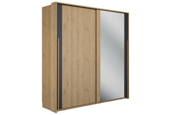 Armoire 2 portes coulissantes design bois naturel et rangements pratiques