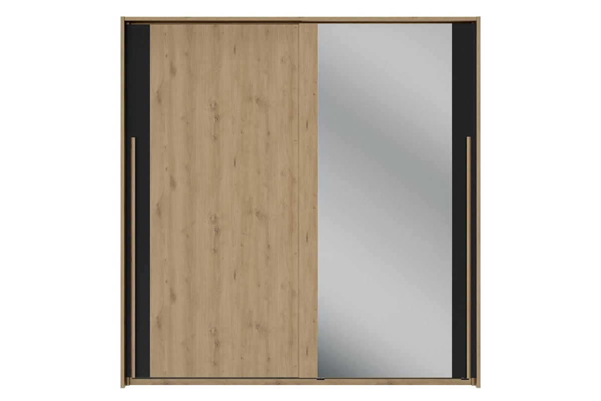 Armoire 2 portes coulissantes design bois naturel et rangements pratiques