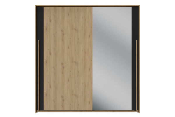 Armoire 2 portes coulissantes design bois naturel et rangements pratiques