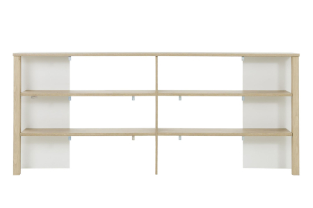 Tête de lit avec rangement bois et blanc, design moderne