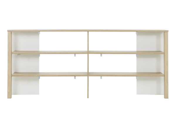 Tête de lit avec rangement bois et blanc, design moderne