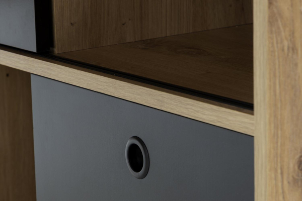 Bureau d’angle Calden avec rangement bois clair design moderne