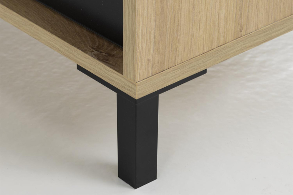 Bureau d’angle Calden avec rangement bois clair design moderne