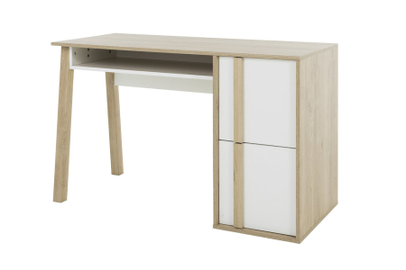Bureau avec rangement bois et blanc – design moderne et fonctionnel
