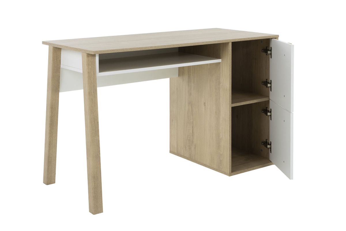 Bureau avec rangement bois et blanc – design moderne et fonctionnel