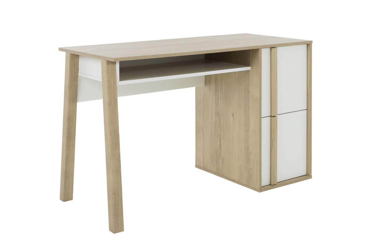 Bureau avec rangement bois et blanc – design moderne et fonctionnel