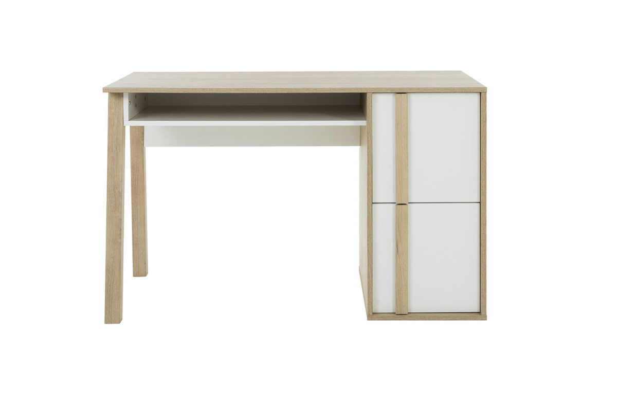 Bureau avec rangement bois et blanc – design moderne et fonctionnel