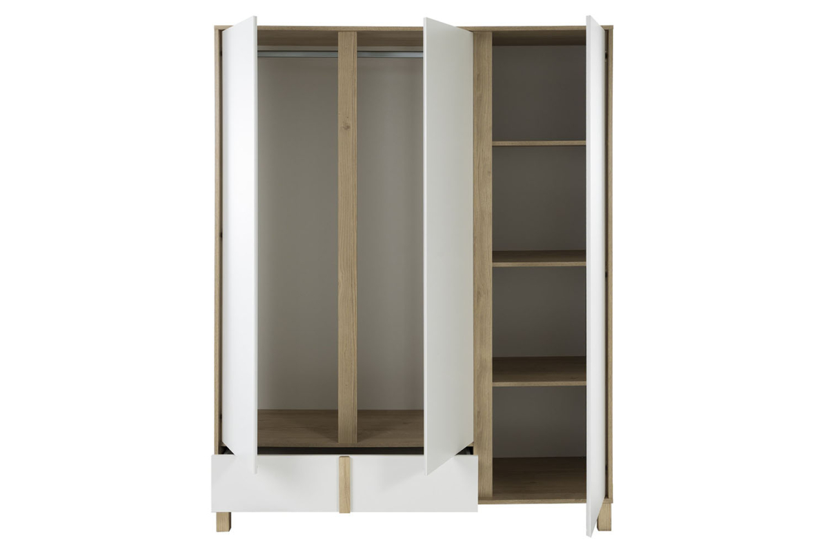 Armoire en bois chêne blond et blanc – design moderne