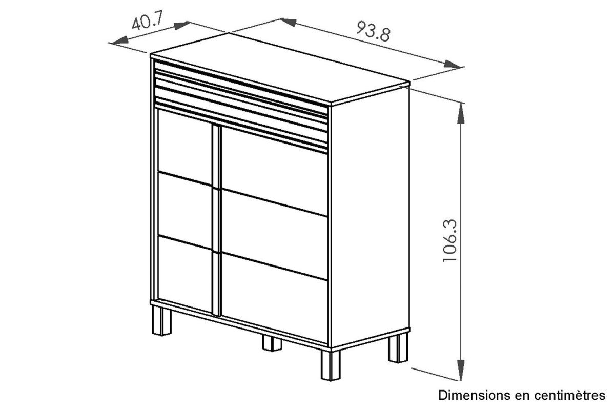 Commode en bois chêne blond et blanc – design moderne et rangement pratique