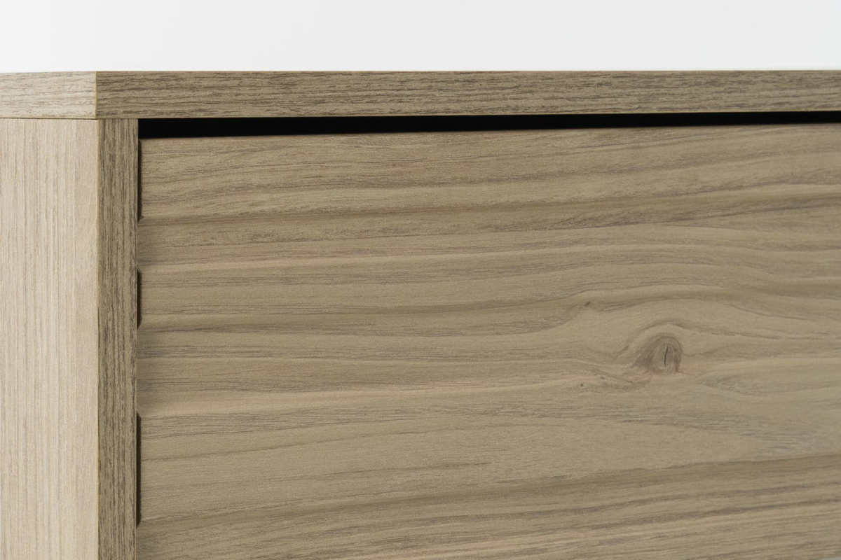 Commode en bois chêne blond et blanc – design moderne et rangement pratique