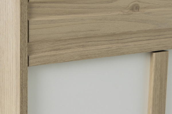 Commode en bois chêne blond et blanc – design moderne et rangement pratique