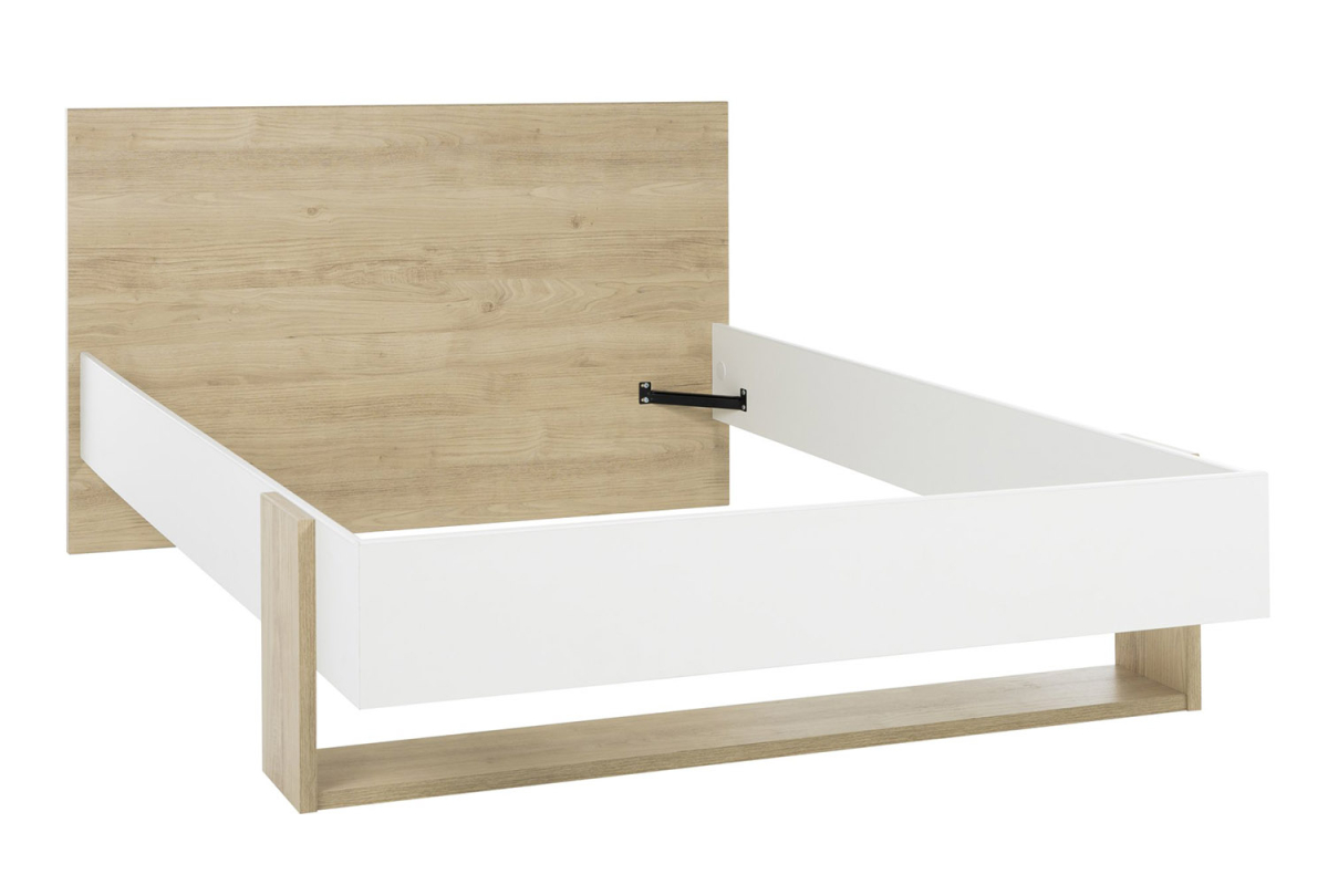 Lit en bois Alizé chêne blond & blanc – design sobre