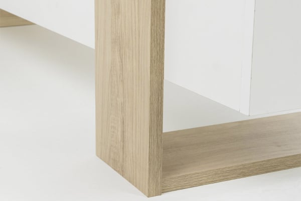 Cama de madera Alizé en roble claro y blanco – diseño discreto