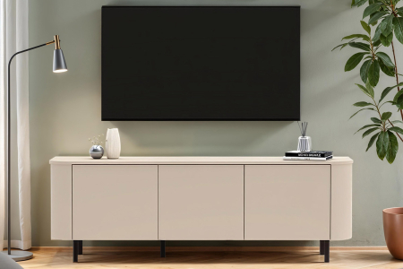 Meuble TV contemporain fabriqué en Italie – Bois FSC et pieds métal