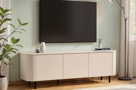 Meuble TV contemporain fabriqué en Italie – Bois FSC et pieds métal