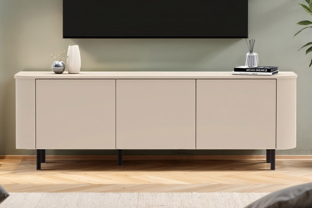 Meuble TV contemporain fabriqué en Italie – Bois FSC et pieds métal