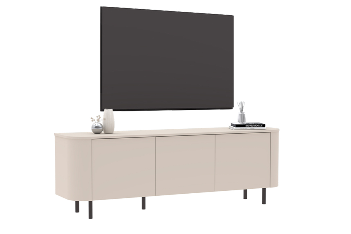 Meuble TV contemporain fabriqué en Italie – Bois FSC et pieds métal