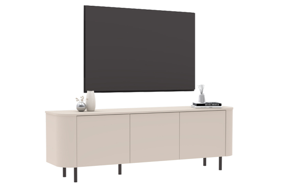 Meuble TV contemporain fabriqué en Italie – Bois FSC et pieds métal