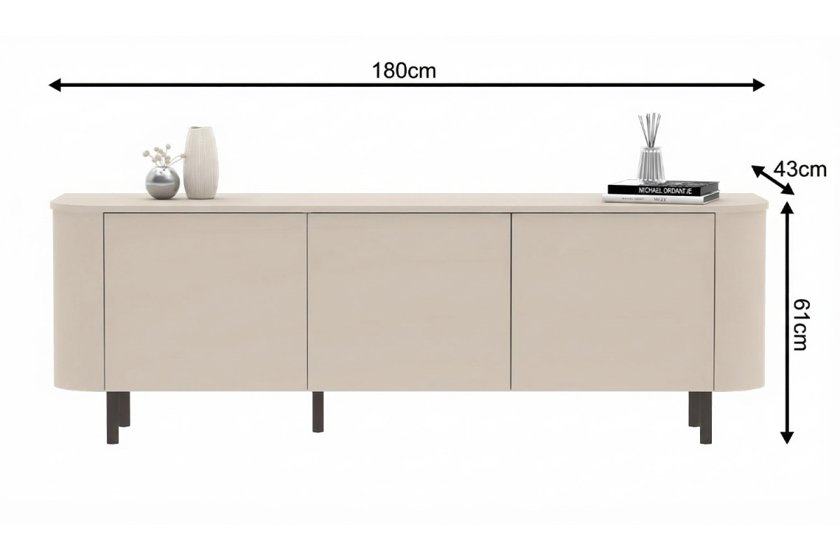 Meuble TV contemporain fabriqué en Italie – Bois FSC et pieds métal