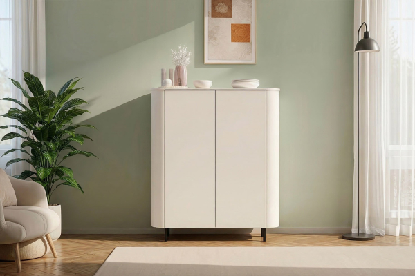 Buffet haut 2 portes contemporain – Bois certifié FSC et pieds métal