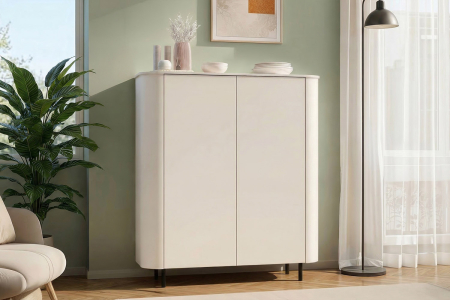 Buffet haut 2 portes contemporain – Bois certifié FSC et pieds métal