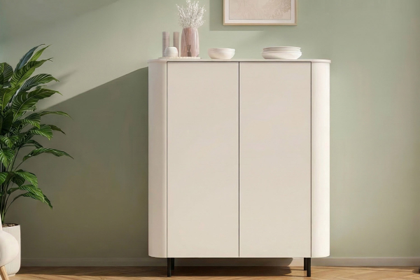 Buffet haut 2 portes contemporain – Bois certifié FSC et pieds métal