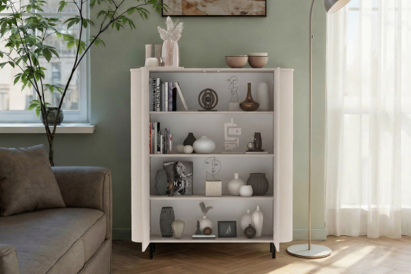 Buffet haut 2 portes contemporain – Bois certifié FSC et pieds métal