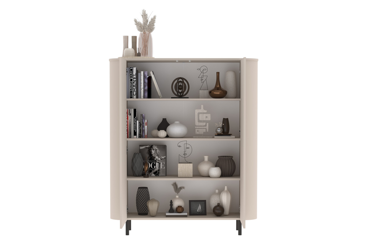 Buffet haut 2 portes contemporain – Bois certifié FSC et pieds métal