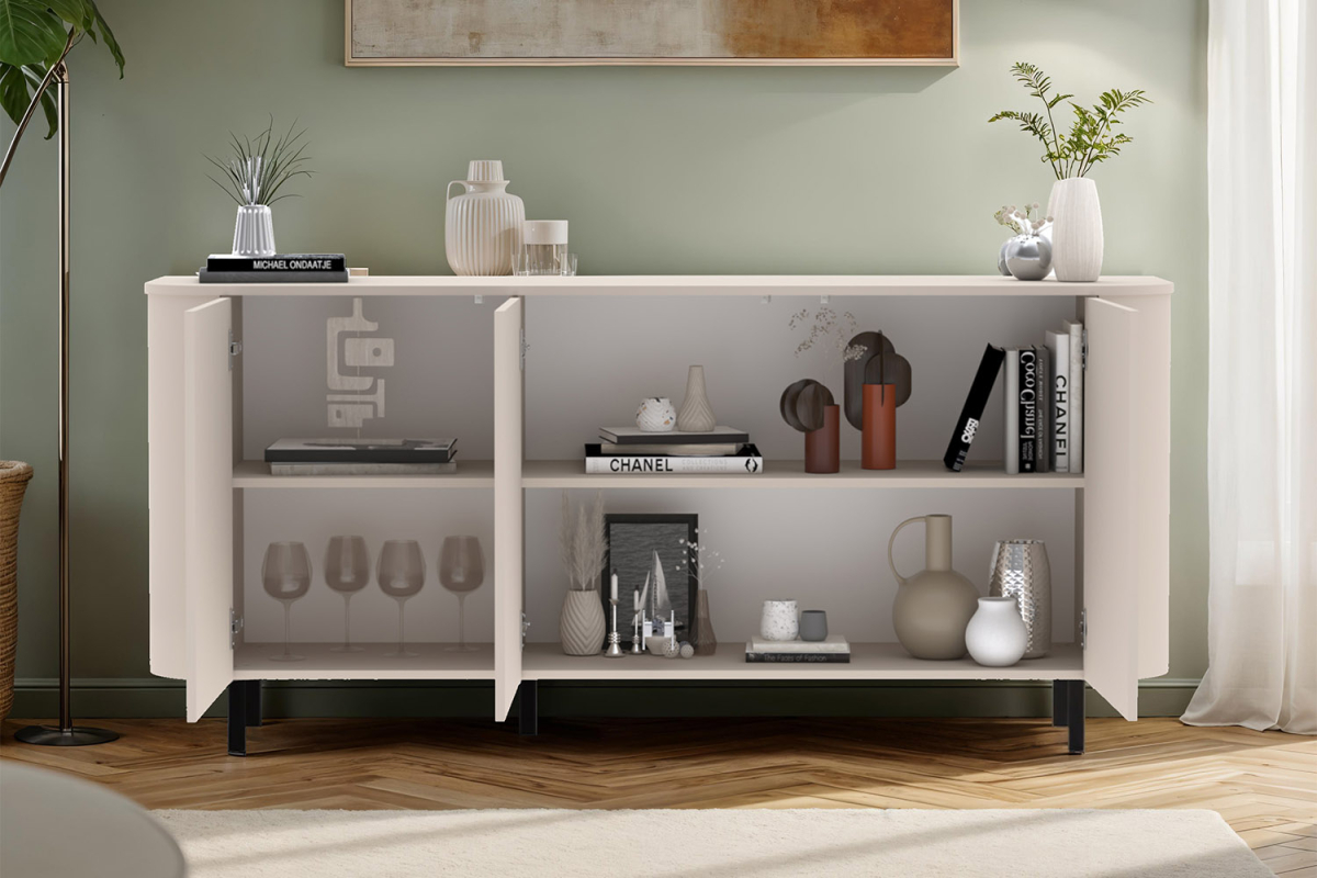 Buffet contemporain fabriqué en Italie – Bois certifié FSC et pieds métal