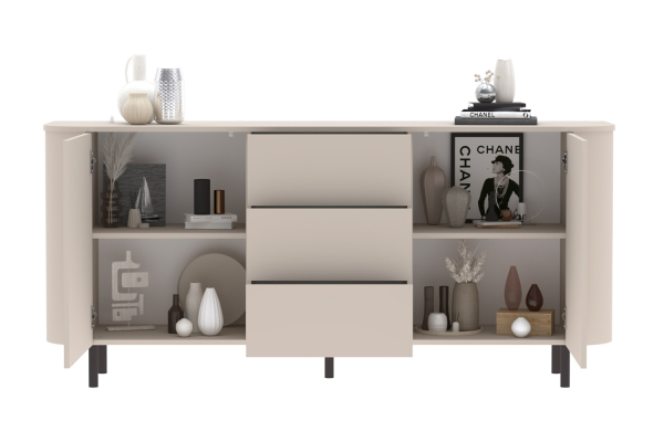Buffet contemporain fabriqué en Italie – Bois certifié FSC et pieds métal
