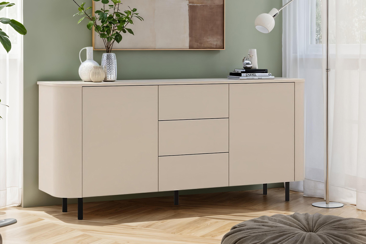 Buffet contemporain fabriqué en Italie – Bois certifié FSC et pieds métal