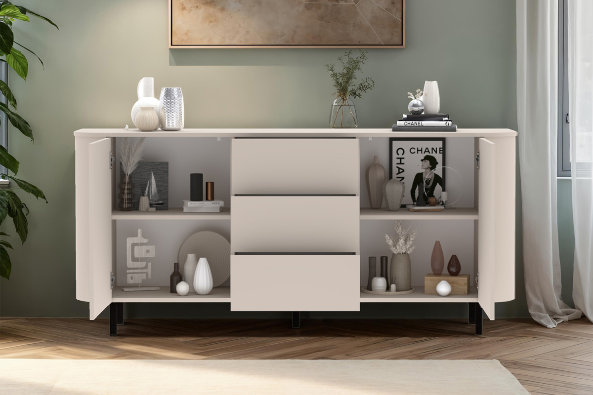 Buffet contemporain fabriqué en Italie – Bois certifié FSC et pieds métal