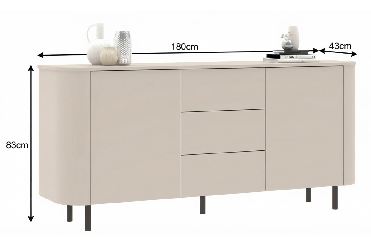 Buffet contemporain fabriqué en Italie – Bois certifié FSC et pieds métal