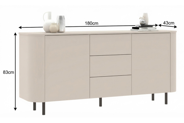 Buffet contemporain fabriqué en Italie – Bois certifié FSC et pieds métal