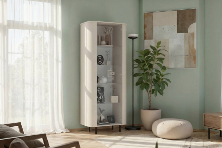 Vitrine moderne fabriquée en Italie – Bois certifié FSC et pieds métal