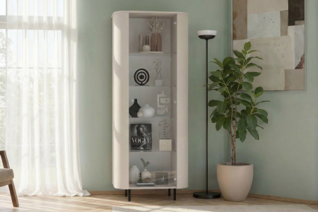 Vitrine moderne fabriquée en Italie – Bois certifié FSC et pieds métal