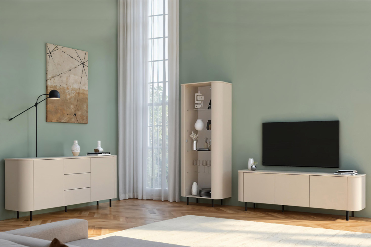 Buffet contemporain fabriqué en Italie – Bois certifié FSC et pieds métal