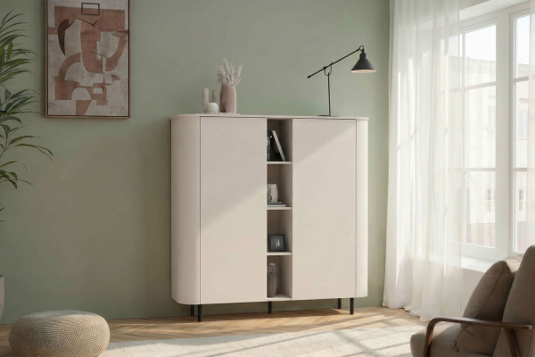 Meuble de rangement moderne fabriqué en Italie – Bois FSC et pieds métal