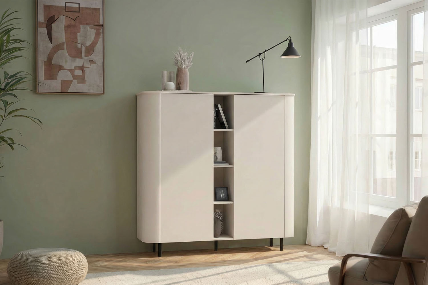 Meuble de rangement moderne fabriqué en Italie – Bois FSC et pieds métal