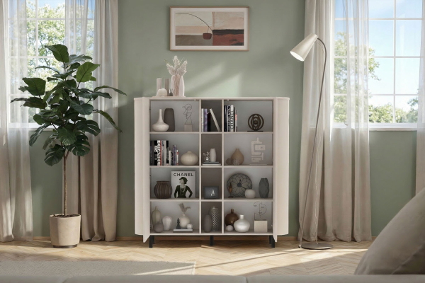 Meuble de rangement moderne fabriqué en Italie – Bois FSC et pieds métal