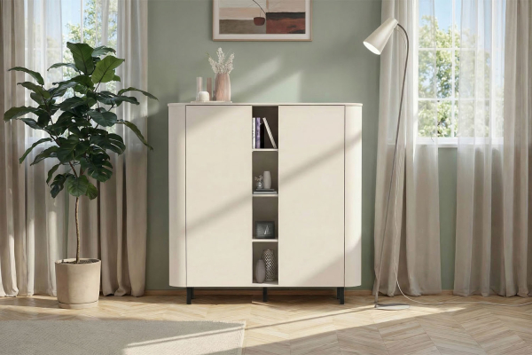 Meuble de rangement moderne fabriqué en Italie – Bois FSC et pieds métal