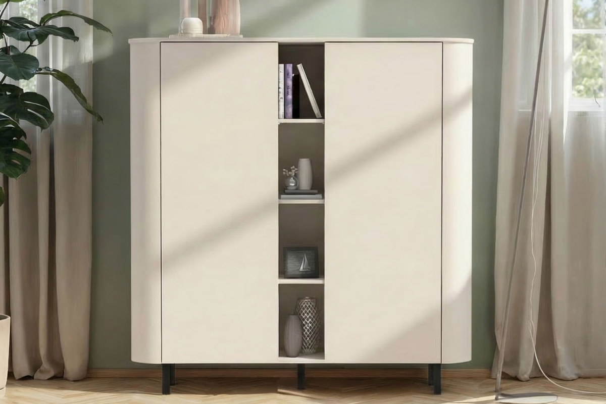 Meuble de rangement moderne fabriqué en Italie – Bois FSC et pieds métal