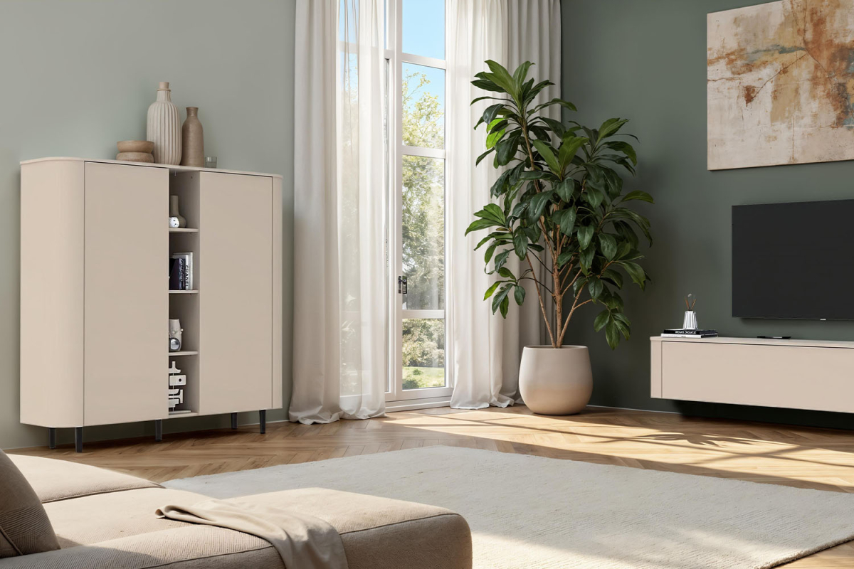 Meuble de rangement moderne fabriqué en Italie – Bois FSC et pieds métal